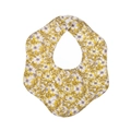 Baby cotton rotating bib with yellow floral pattern and snap button closure - Lemon Yellow White Green Floral (WW75-3)