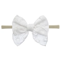 Diadema para bebé con bordado de encaje blanco y banda elástica de nailon beige - Encaje Blanco (EE143-4)