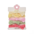 Set of 5 elastic bow hair bands for girls in yellow pink and green rib knit fabric - Candy Yellow Series (CC73-5)