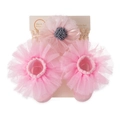 Pink lace baby headband and socks set for infants aged 0-2 years with floral mesh design - Pink 3D Flower Mesh Style (DP199-14) / Pink
