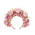 Romantischer rosa Blumen-Haarreif mit künstlichen Seidenrosen und Pfingstrosen für Fotos - Rosa (JJ107-1)