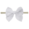 Elastic baby headband with a handmade white textured gauze bow for infants - White (EE142-2)