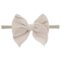 Elastic baby headband with large linen bow in cream and sage green colorway - Cream And Grey Green (EE142-7)