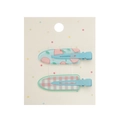 Lot de barrettes à cheveux en acétate bleu pastel à pêche et à carreaux verts - Pêche Bleue et Carreaux Vert Rose (PP229-6)