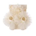 Ensemble bandeau bébé en mousseline blanc crème et chaussettes en tulle à volants - Style Beige (DP198-3)
