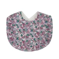 Babero de algodón para bebé con estampado de flores, volantes y cierre de botón a presión - Estilo Floral Rosa Púrpura Verde (WW77-1)