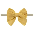 Bandeau bébé avec nœud jaune en lin et bande élastique en nylon gris souple - Jaune (EE142-43)
