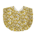 Babero de algodón para bebé con estampado floral amarillo y bordes con volantes - Estilo Floral Blanco Gengibre (WW77-3)