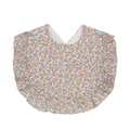 Babero de algodón para bebé con estampado floral, bordes con volantes y cierre de presión - Estilo Floral Rosa Amarillo Verde (WW77-4)