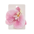 Fermaglio per capelli con orchidea rosa realistica e perla su scheda di supporto - Rosa Viola (PP230-14)