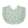 Bavoir en coton à fleurs bleues avec bord à volants pour bébé style champêtre - Style Floral Bleu Clair Jaune Blanc (WW77-5)