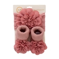 Ensemble bandeau et chaussettes bébé rose poudré avec grandes fleurs en mousseline - Rose (DP195-16)