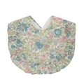 Bavoir bébé à fleurs bleu-vert avec bords à volants et doublure en coton doux - Style Floral Frais Rose Bleu Vert (WW77-6)