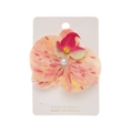 Pink orchid flower hair clip with pearl center on white display card for beach - Pink Orange (PP230-20)