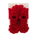 Coffret cadeau rouge pour bébé avec bandeau fleur en mousseline et chaussettes en coton - Rouge (DP195-20)
