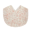 Bavoir en coton pour bébé blanc crème avec motif floral rose et bords à volants - Style Floral Rose Crème (WW77-7)