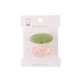 Lot de barrettes à cheveux vert pastel et rose avec feuilles d'or sur carte support - Style Vert Clair et Rose (PP238-1)