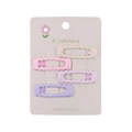 Juego de cuatro pinzas para el cabello en colores beige, rosa y morado con acabado mate - Rectángulo Ondulado (PP239-1)