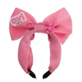 Serre-tête rose avec nœud et charm ours 3D en tissu de soie pour femmes - Rose (JJ106-15)