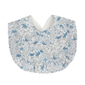 Bavoir bébé à fleurs bleues avec bords à volants en coton doux et bouton pression - Style Floral Pastoral Bleu (WW77-8)