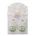 Ensemble bonnet et chaussettes bébé en coton blanc avec motifs de grenouilles - Taille unique / Grenouille Blanche (DP196-2)