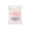 Lot de barrettes ovales en acétate avec feuilles d'or en rose et bleu gris élégant - Style Rose et Bleu-Gris (PP238-2)