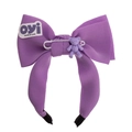Serre-tête en satin violet avec un grand nœud et un ornement d'ours 3D assorti - Violet (JJ106-23)