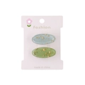 Lot de barrettes ovales en acétate bleu clair et vert avec détails en feuilles d'or - Style Bleu Clair et Vert Clair (PP238-3)