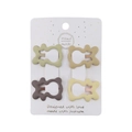 Juego de cuatro clips de pelo mate en forma de onda en verde, camel, café y amarillo - Onda Irregular (PP239-4)