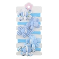 5er-Set blaue Blumen-Haargummis aus Stoff mit Karomuster auf einer Displaykarte - Blauer Stil (CC74-26)