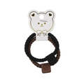 Set di due elastici intrecciati per capelli neri e caffè con toppa smiley in pelle - Nero & Caffè (CC76-1)