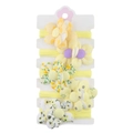 5er-Pack gelbe Blumen-Haargummis mit Schleifen für Mädchen auf weißer Displaykarte - Gelber Stil (CC74-30)