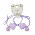 Purple elastic hair ties set with heart charms and glitter beads on bear card - Deep Purple (CC77-23)