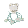 Cute light green elastic hair ties with heart charms and pink bows for baby girls - Green (CC77-34)