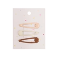 Set di 3 fermagli per capelli a goccia in beige, crema e cioccolato su cartoncino - Forma a Goccia (PP228-2) / Combo Caffè Latte Bianco Crema (PP228-2)