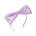 Elegant purple organza bow headband featuring a lightweight shimmering fabric texture - Purple