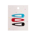 Set di tre fermagli per capelli in metallo lucido nei colori blu, rosso e nero - Forma a Goccia (PP228-4) / Combo Blu Rosso Nero (PP228-4)