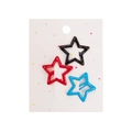 Cute star-shaped hair clips for girls in black, red, and blue metal finish set of 3 - Black Red Blue Star Combo (PP228-5)