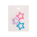 Set of three cute star hair clips for girls in macaque pink, purple and blue colors - Pink Purple Blue Star Combo (PP228-6)