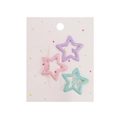 Cute set of 3 hollow star hair clips for girls in pink, purple and mint green colors - Pink Purple Green Star Combo (PP228-7)