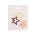 Set of three matte star hair clips for girls in cream yellow, caramel, and beige colors - Yellow Brown Apricot Star Combo (PP228-8)