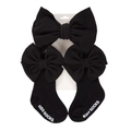 Ensemble bandeau et chaussettes à nœud en tissu gaufré noir pour bébé - Taille unique / Noir (DP200-1)