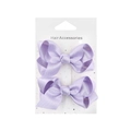 Pair of light purple satin bow hair clips for girls displayed on a white product card - Purple (PP242-24)