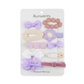 Set de 10 pinzas para el pelo de bebé con flores de tela y lazos en colores macaron - Estilo Rosa Púrpura (DP211-2)