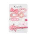 Set de 10 pinzas para el pelo hechas a mano con flores rosas y blancas para niñas - Estilo Rosa Blanco (DP211-3)