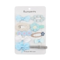 Lot de 9 barrettes bébé avec fleurs tricotées bleues et nœuds en tissu faits main - Style Bleu Gris (DP211-5)