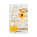 Lot de 10 barrettes cheveux faites main avec fleurs au crochet et nœuds jaune et blanc - Style Jaune Blanc (DP211-6)