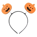 Cerchietto di Halloween con zucche in feltro arancione su molle nere - Stile Molla Zucca Sorridente Arancione (JJ109-2)