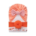 Conjunto de gorro y cintas para bebé con estampado de flamencos y lazos decorativos rosa - Combinación Naranja (DP205-5)