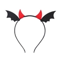 Cerchietto di Halloween con corna da diavolo rosse e ali di pipistrello nere - Stile Corno di Diavolo Rosso con Ala di Pipistrello Nera (JJ109-4)